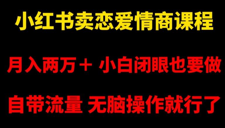 小红书卖恋爱情商课程，月入两万＋，小白闭眼也要做，自带流量，无脑操作就行了【揭秘】-菜菜网创