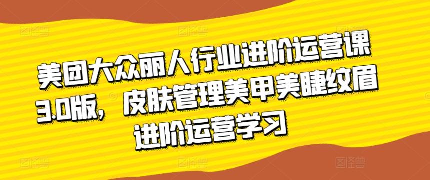 美团大众丽人行业进阶运营课3.0版，皮肤管理美甲美睫纹眉进阶运营学习-菜菜网创