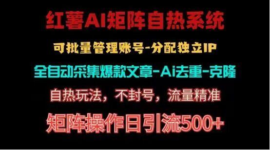 红薯矩阵自热系统，独家不死号引流玩法！矩阵操作日引流500+-菜菜网创