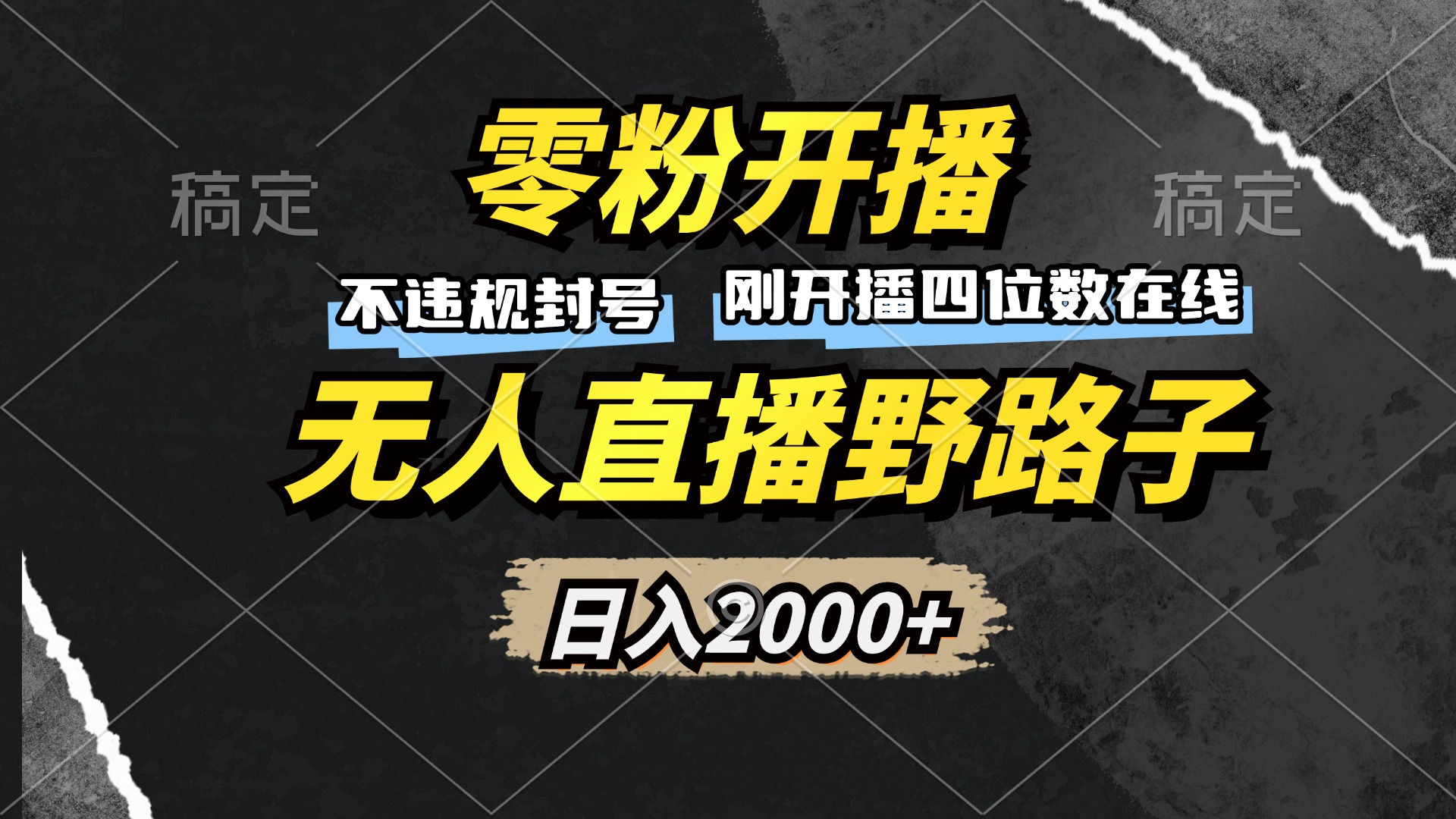 零粉开播，无人直播野路子，日入2000+，不违规封号，躺赚收益！-菜菜网创