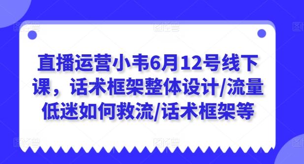直播运营小韦6月12号线下课，话术框架整体设计/流量低迷如何救流/话术框架等-菜菜网创