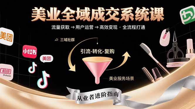 （15650期）美业全域成交系统课程：帮助美业从业者打通从流量获取到高效变现全流程-菜菜网创