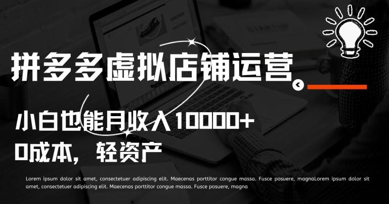 拼多多虚拟店铺运营小白也能月收入10000+【揭秘】-菜菜网创
