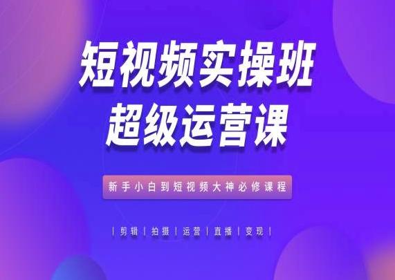 短视频实操班超级运营课，新手小白到短视频大神必修课程-菜菜网创