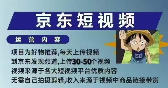 京东短视频带货课，无需自己拍摄剪辑，保姆式教学，两天快速上手-菜菜网创