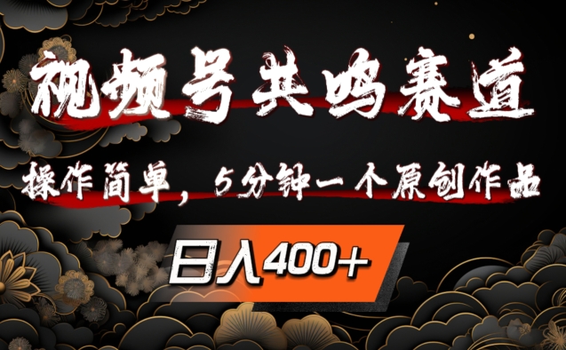 视频号共鸣赛道，操作简单，5分钟1个原创作品，日入几张【揭秘】-菜菜网创