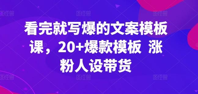 看完就写爆的文案模板课，20+爆款模板  涨粉人设带货-菜菜网创