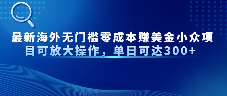 最新海外无门槛零成本赚美金小众项目可放大操作，单日可达300+-菜菜网创