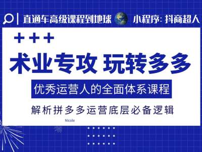 术业专攻玩转多多，优秀运营人的全面体系课程，解析拼多多运营底层必备逻辑-菜菜网创