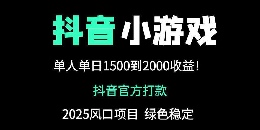 抖音官方小游戏2025全网最新玩法，暴利赚钱项目，单机日入2000+-菜菜网创