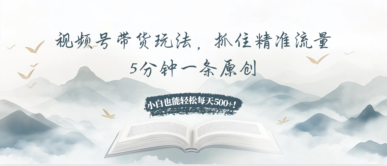 视频号带货玩法，抓住精准流量，5分钟一条原创，小白也能轻松每天500+！-菜菜网创