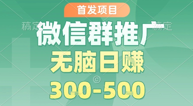 首发项目，微信群推广，一天15单，每单利润10米，无脑日入3-5张【揭秘】-菜菜网创