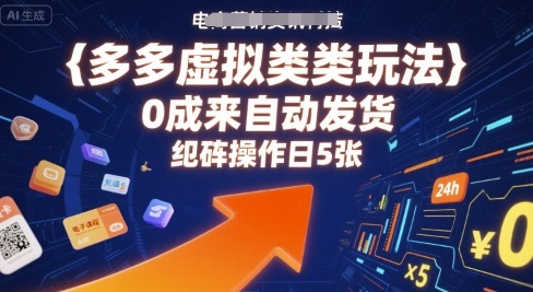 多多虚拟类目玩法，0成本全自动发货，矩阵操作日5张-菜菜网创