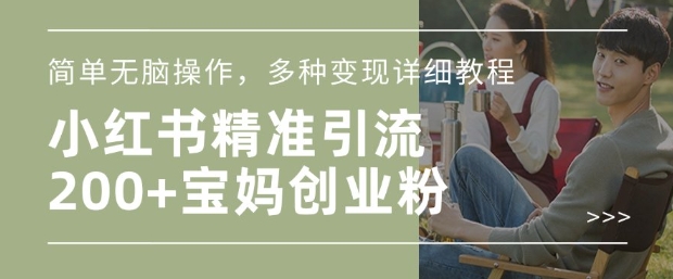 小红书混剪日引200+宝妈创业粉，简单无脑操作，多种变现详细教程-菜菜网创