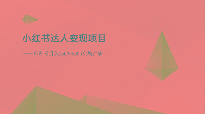 小红书达人变现项目：单账号月入1500-3000实战讲解-菜菜网创