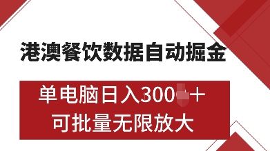 港澳餐饮数据全自动掘金，单电脑日入多张, 可矩阵批量无限操作【揭秘】-菜菜网创