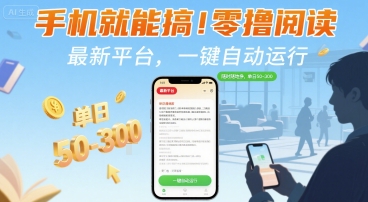 手机就能搞！零撸阅读挂G，最新平台，一键自动运行，随时随地挣，单日50-3张+【揭秘】-菜菜网创