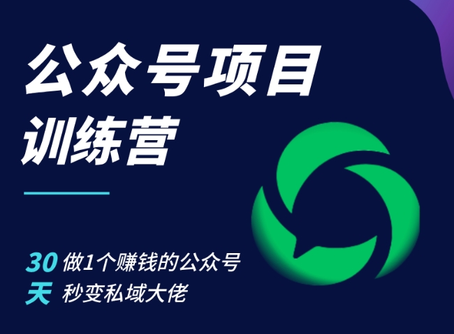 公众号项目训练营，30天做1个赚钱的公众号，秒变私域大佬-菜菜网创
