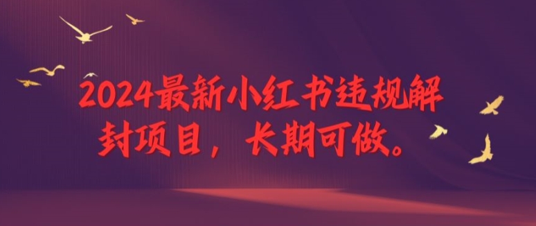 2024最新小红书违规解封项目，长期可做，一个可以做到退休的项目【揭秘】-菜菜网创