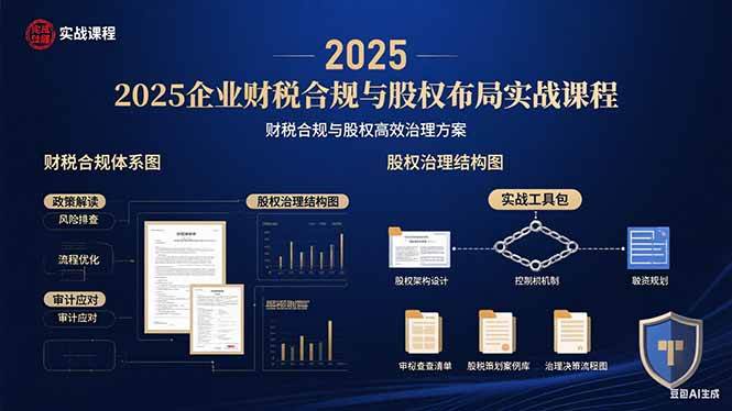 （15802期）2025企业财税合规与股权布局的实战课程：财税合规与股权高效治理方案-菜菜网创