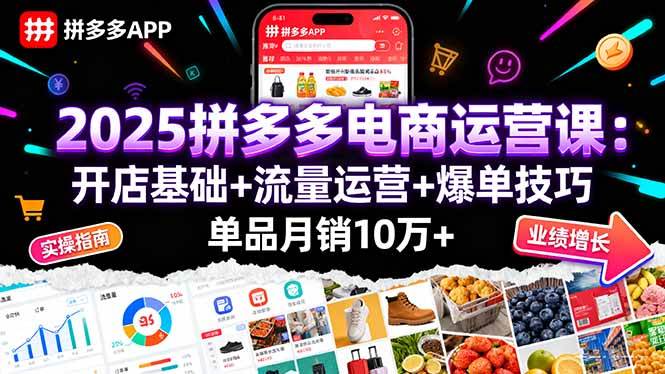 （16018期）2025拼多多电商运营课：开店基础+流量运营+爆单技巧，单品月销10万+-菜菜网创