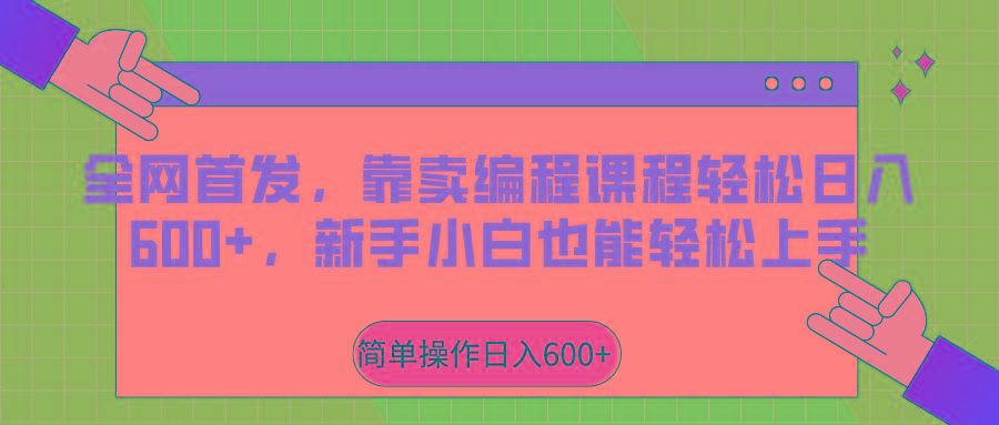 全网首发，靠卖编程课程轻松日入600+，新手小白也能轻松上手-菜菜网创