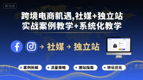 跨境电商新机遇，社媒+独立站，实战案例教学+系统化教学-菜菜网创