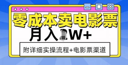 零成本卖电影票，月入过W+，实操流程+渠道-菜菜网创