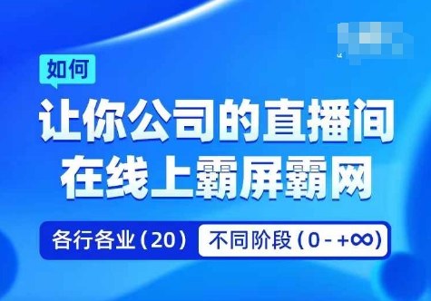 企业矩阵直播霸屏实操课，让你公司的直播间在线上霸屏霸网-菜菜网创