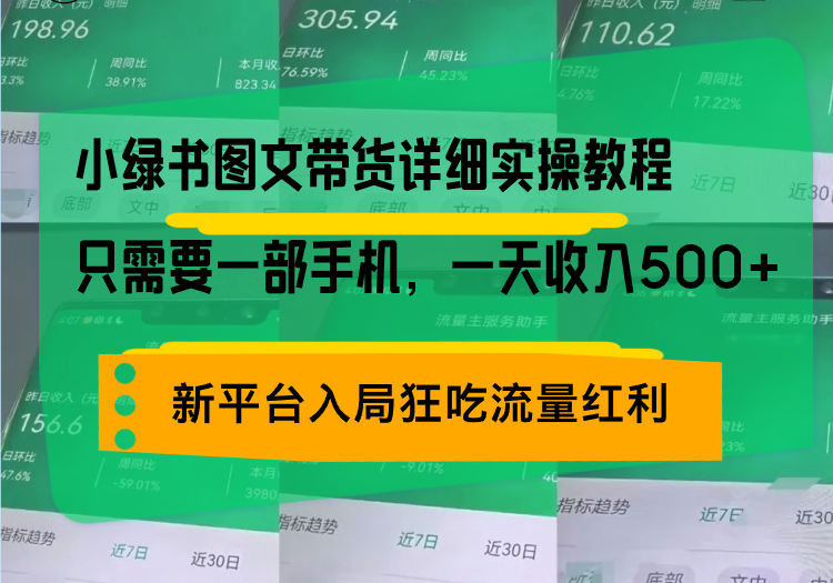 小绿书图文带货详细实操教程，只需要一部手机，一天收入500+，轻松变现-菜菜网创