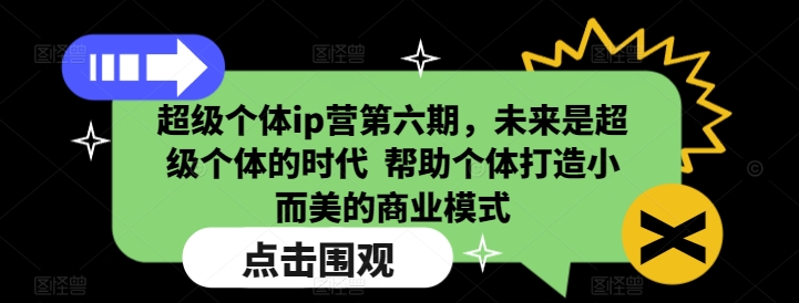 超级个体ip营第六期，未来是超级个体的时代  帮助个体打造小而美的商业模式-菜菜网创