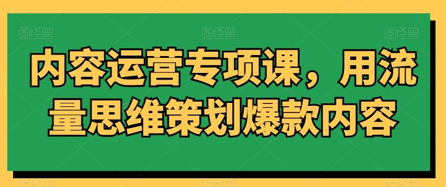内容运营专项课，用流量思维策划爆款内容-菜菜网创