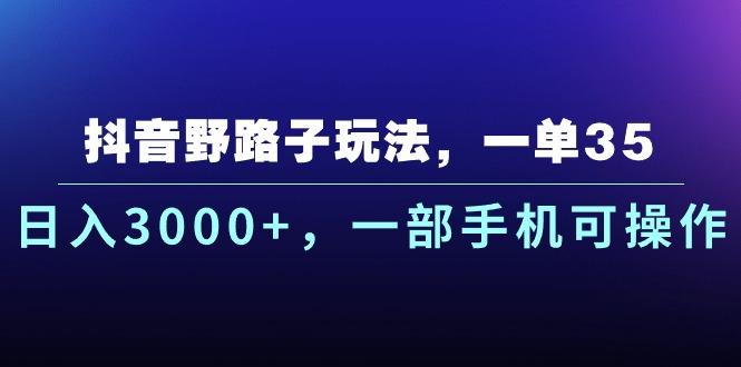 抖音野路子玩法，一单35.日入3000+，一部手机可操作-菜菜网创