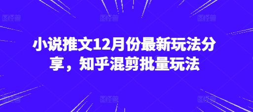 小说推文12月份最新玩法分享，知乎混剪批量玩法-菜菜网创