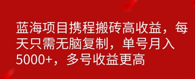 携程搬砖项目，只需每天无脑复制，月入5000+-菜菜网创