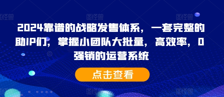 2024靠谱的战略发售体系，一套完整的助IP们，掌握小团队大批量，高效率，0 强销的运营系统-菜菜网创