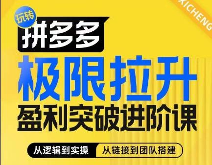 拼多多极限拉升盈利突破进阶课，​从算法到玩法，从玩法到团队搭建，体系化系统性帮助商家实现利润提升-菜菜网创