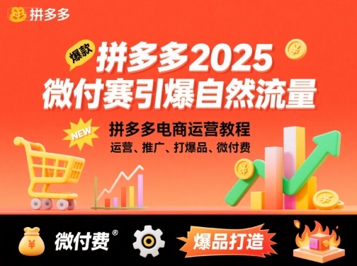 拼多多2025微付赛引爆自然流量，拼多多电商运营教程，运营、推广、打爆品、微付费-菜菜网创