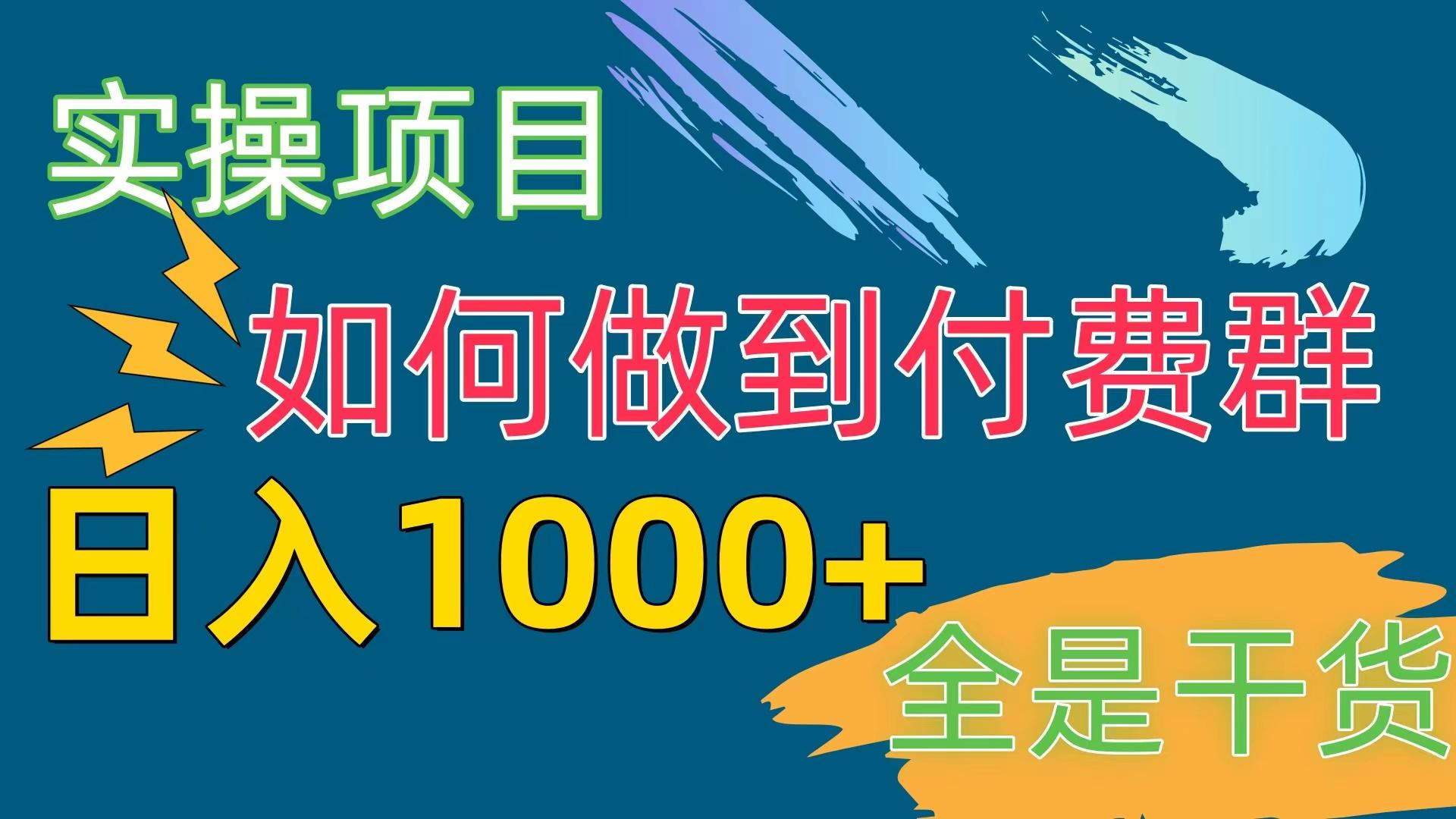 [实操项目]付费群赛道，日入1000+-菜菜网创