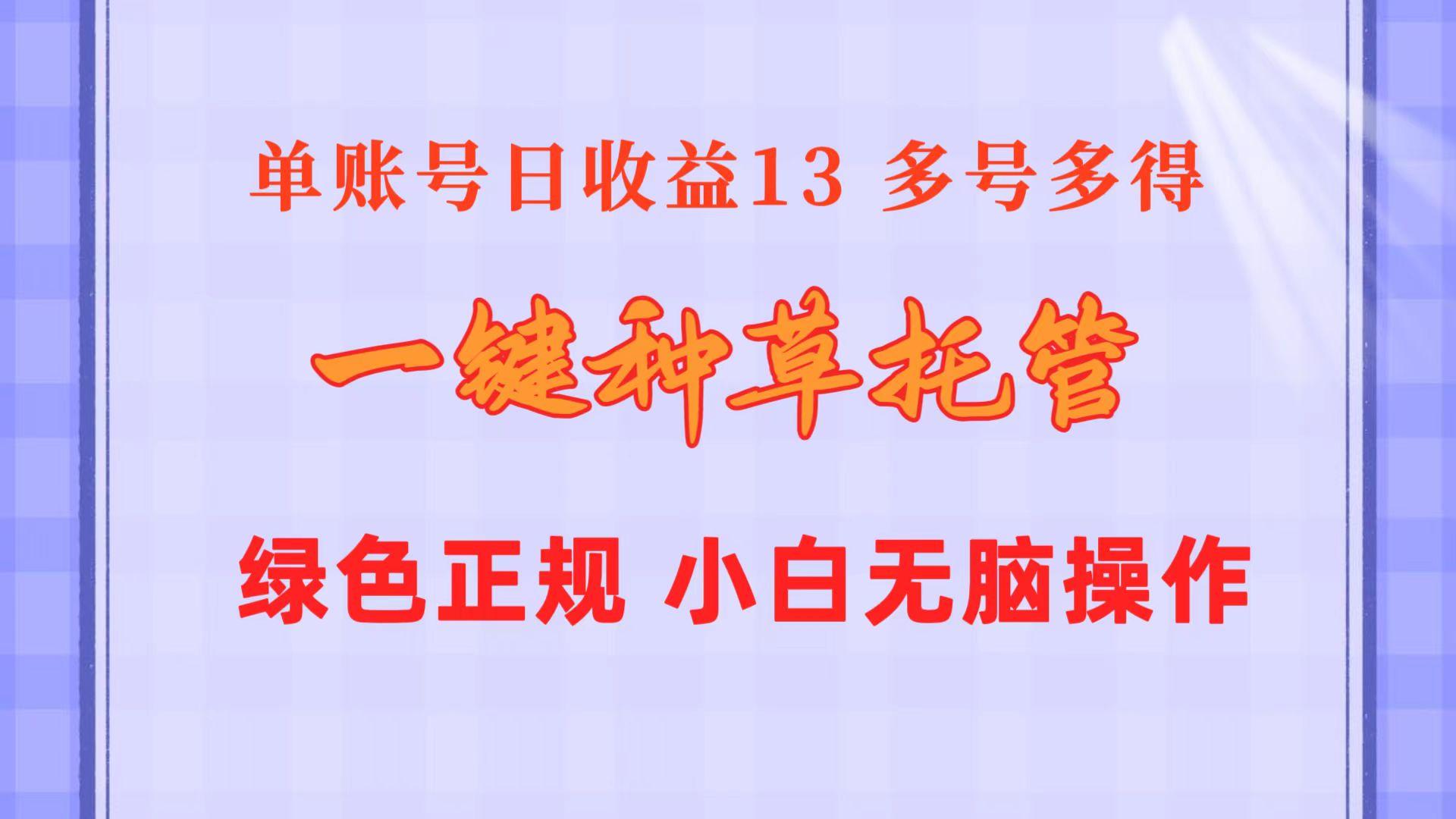 一键种草托管 单账号日收益13元  10个账号一天130  绿色稳定 可无限推广-菜菜网创