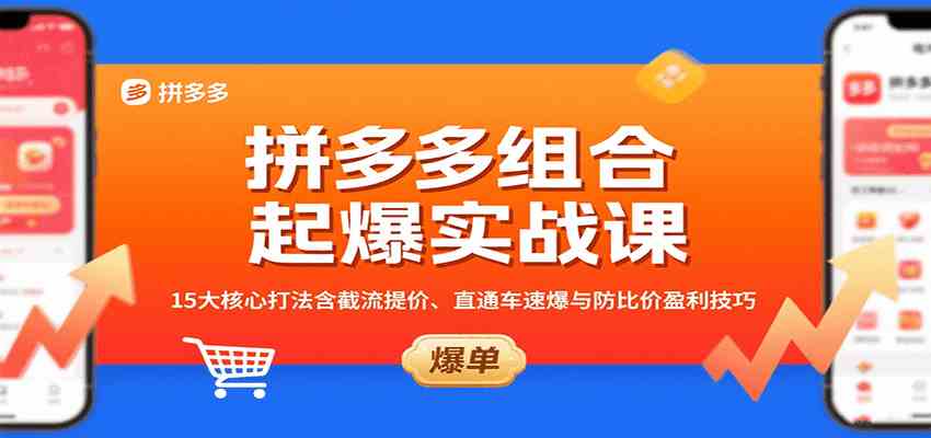 拼多多组合起爆实战课：15大核心打法含截流提价、直通车速爆与防比价盈利技巧-菜菜网创