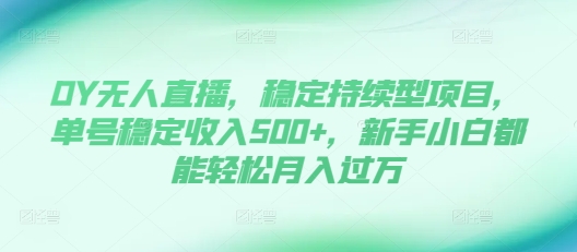 DY无人直播，稳定持续型项目，单号稳定收入500+，新手小白都能轻松月入过万【揭秘】-菜菜网创