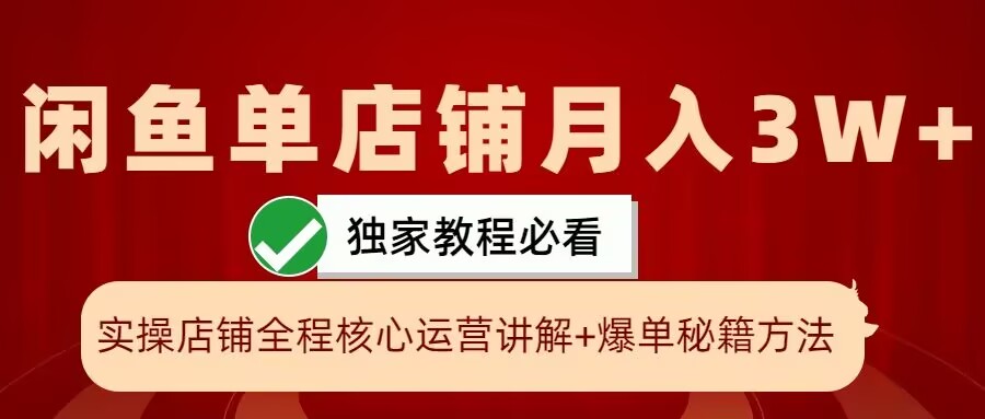 闲鱼单店铺月入3W+实操展示，爆单核心秘籍，一学就会【揭秘】-菜菜网创