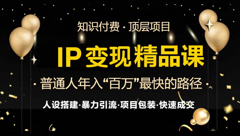 IP变现最新精品课程，知识付费全流程+最强引流术+小白避坑指南-菜菜网创