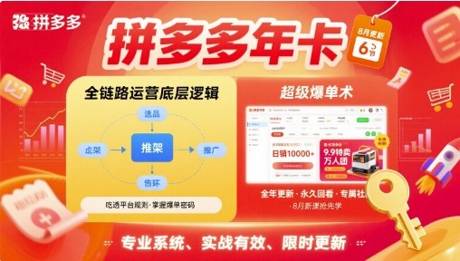 拼多多年卡【8月更新6节】拼多多全链路运营底层逻辑，超级爆单术-菜菜网创