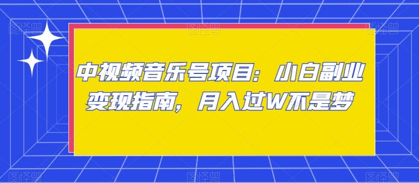 中视频音乐号项目：小白副业变现指南，月入过W不是梦【揭秘】-菜菜网创