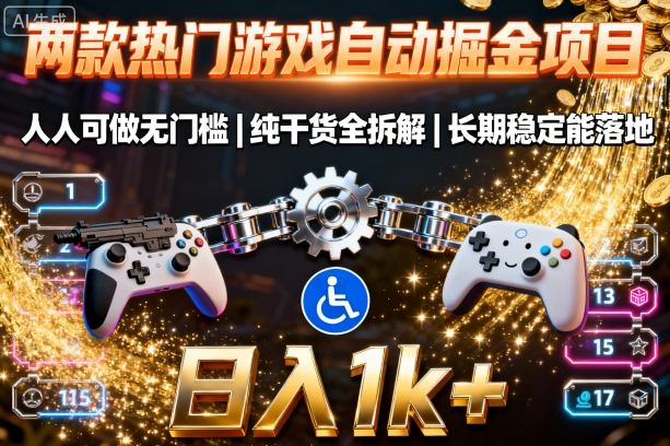 两款热门游戏自动掘金项目，人人可做无门槛，纯干货全拆解，长期稳定能落地，日入1k+【揭秘】-菜菜网创