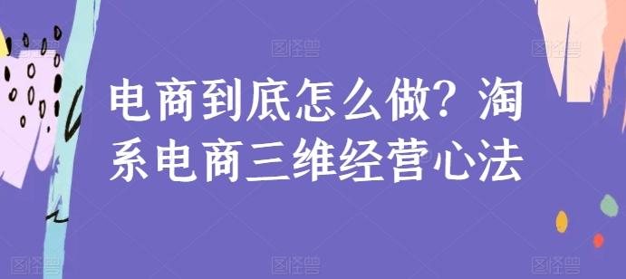 电商到底怎么做？淘系电商三维经营心法-菜菜网创