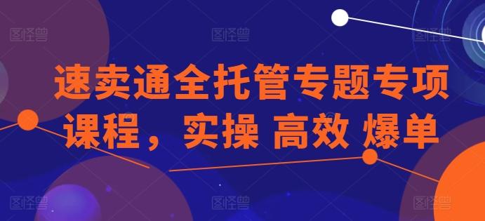 速卖通全托管专题专项课程，实操 高效 爆单-菜菜网创
