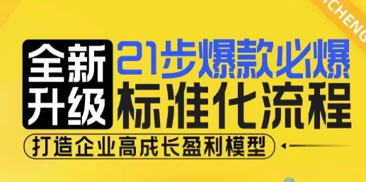 21步爆款必爆标准化流程，全新升级，打造企业高成长盈利模型-菜菜网创